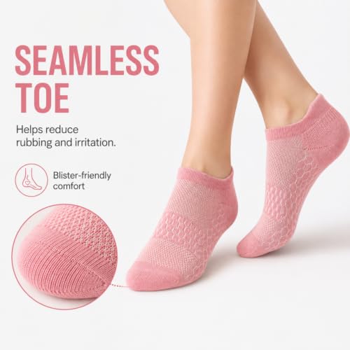 Image of Ankle Running Socks For Women, Athletic Wicking Thick Cushioned Low Cut With Tab Casual Sports Socks