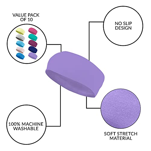 Styla Hair 10 Pack Stretch Headbands Non-Slip Head Wraps Great For Sports, Yoga, Pilates, Running, Gym, Workouts, Baseball, Casual Wear, Gifts & More! Pastel Bright #TOP1