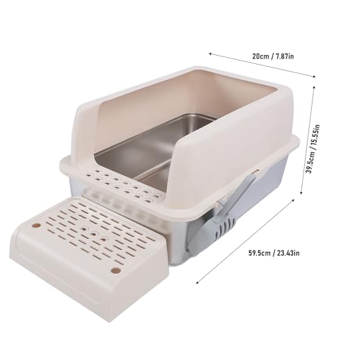 Arenero para Gatos de Acero Inoxidable Extra Grande con Lados Altos miniatura 3