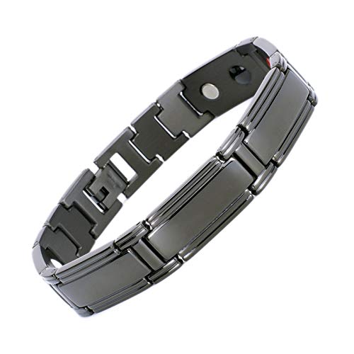 YSJNGF Charm-Armband, Edelstahl-Armband, Herren, reines Titan, Germanium, Magnet-Armband, Titan-Stahl-Armband, Geschenk (Farbe: Schwarz)
