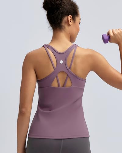 Image of RUNNING GIRL Tank Tops with Built in Bras,Workout Racerback Tank Tops for Women Athletic Yoga Top