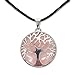 Collar de árbol de la Vida con Colgante Piedra Natural Energeticas - Distintas Piedras Semipreciosas (Cuarzo Rosa)