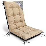 Amazinggirl Cojín Silla Jardín Respaldo Alto 50x120 cm - Colchón Asiento Exterior Mueble Patio Confort Impermeable Grueso Protección Beige Terraza Sol