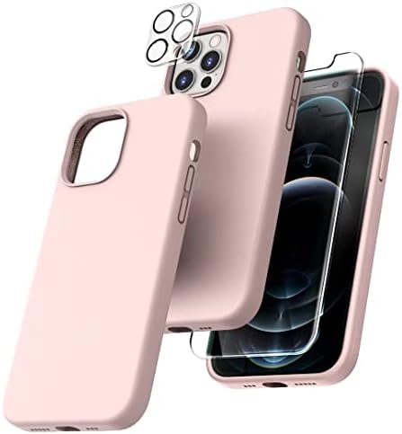 TOCOL 5 in 1 for iPhone 13 Pro Case 6.1", with 2 Pack Tempered Screen Protector + 2 Pack Camera Lens Protector, Liquid Silicone Slim Shockproof Cover [Anti-Scratch] [Drop Protection], Sierra Blue