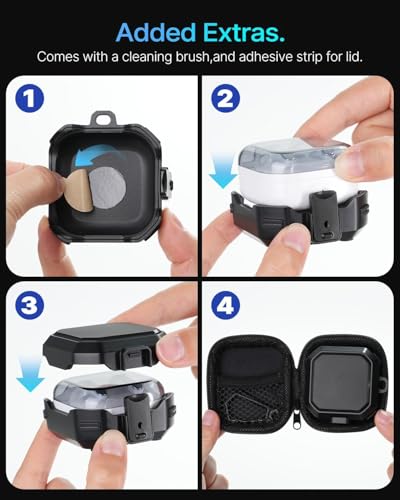 Image of Meyaar Safety Lock Case for Samsung Galaxy Buds 4 Pro /for Galaxy Buds 4 Case (2026) [Compatible with MagSafe] with Cleaning Kit & Keychain, (Black)