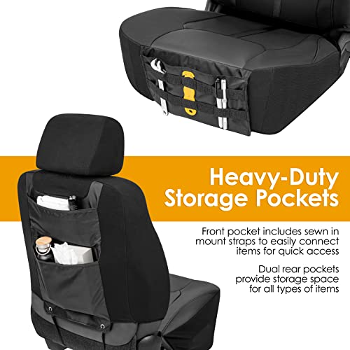 Image of LPI Truck Carson Heavy Duty Truck Seat Covers for Front Seats; Fits Full-Size SUV or Truck; Includes Front, Built-in Molle Style Organizer; Semi-Custom Fit; Faux Leather; 2pcs, Black