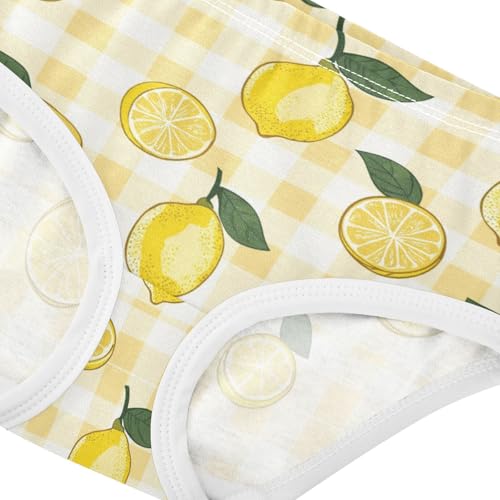 ZZKKO Lemon Yellow Buffalo Plaid Girls Underwear Toddler Panties for Girls Comfort Brief Size 2T-8Y3