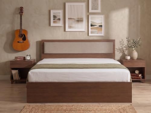 Image of Alpine Willow Premium Double Bed with Storage Box (DIY Installation) Double Bed with Box | Bed Queen Size with Storage | Queen Size Bed with Upholstered Headboard | Cot for Bedroom (78 x 60 inches)