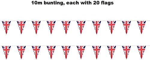 1/2/4/10 X 33ft Union Jack Bunting Banner with 25 Rectangular Fabric Flags for Olympic Games Festival Party Decorations National Celebrations