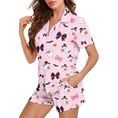 Image of Women's Short Sleeve Sleepwear Pajamas Nightwear with Pockets
