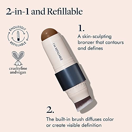 Trestique Bronzer Stick, Refillable Contour Stick With Built-In Blending Brush, Sustainable Contour Makeup, Clean Beauty Cream Bronzer #TOP2
