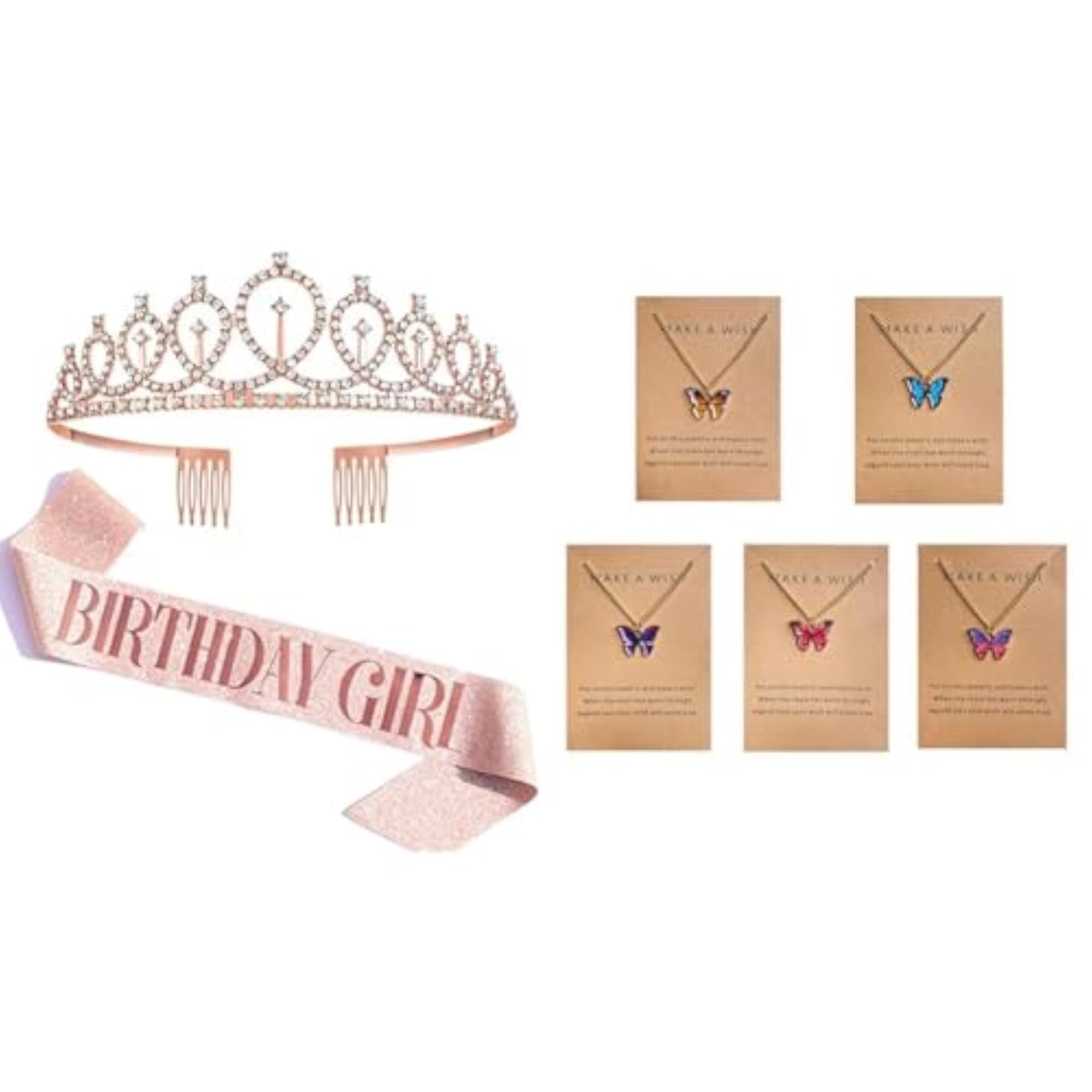 Stylish Rose Gold Butterfly Jewellery Set
