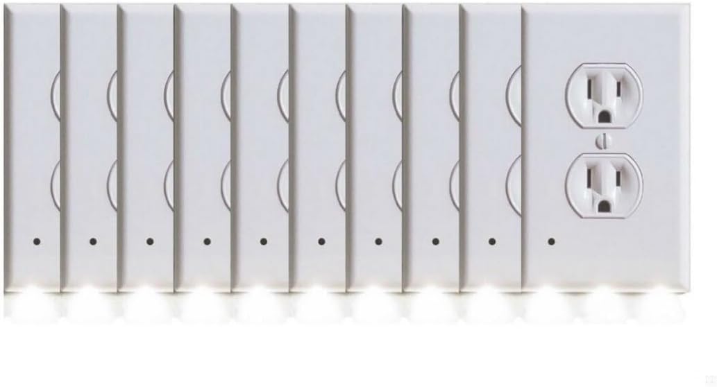 Outlet Duplex Wall Plate with Built-In LED Night Light – 5-Pack or 10-Pack (10)