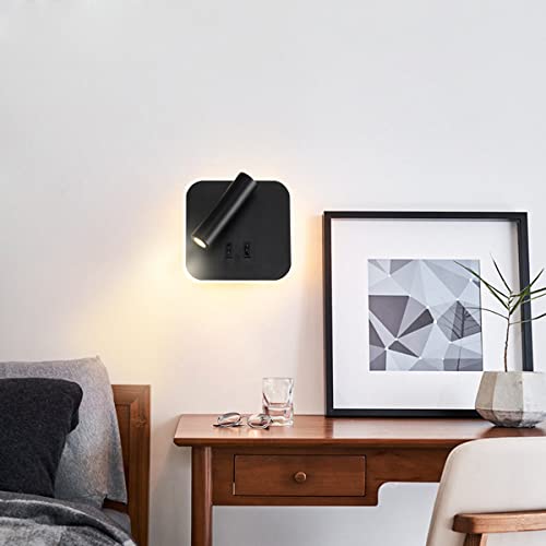 Image of Wall Wash Light Black Bed LED with Interior Wall Adjustable Spotlight Reading lamp aluminio Wall lamp for Hallway Bedroom Stairs Hotels Indoor Bedside Lamp 3000K (3W + 10W)