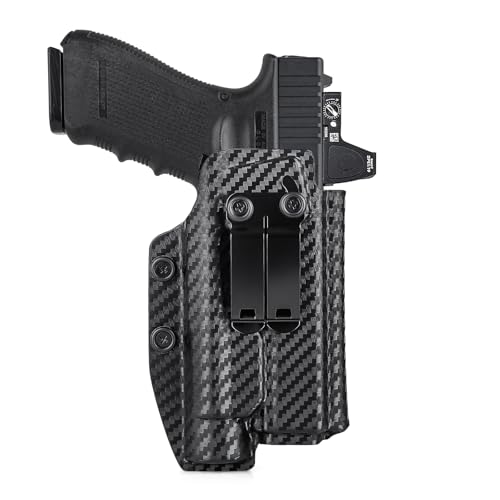IWB Kydex Holster for Glock 17 19 19x 22 23 45 MOS Gen 3/4/5 with Streamlight TLR1/TLR-1 HL/TLR-1S Flashlight Red Dot Optics Ready, G17/G19 Appendix Concealed Carry Accessories, Right Hand Draw