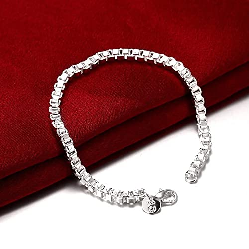 Bracelet argent sterling 925 de haute qualité avec maille chaîne de 4mm durable