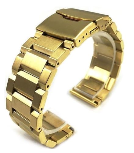 ARMER STRAPS Nixon 51-30 Watch�p�����o���h - �X�e�����X�X�`�[�����^���u���X���b�g25mm����Nixon 5130�ɓK������J�X�^�����C�h�X�g���b�v�A������d�グ�̃S�[���h�g�[��(�S�[���h)