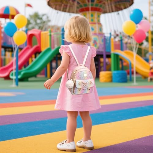 Image of I IHAYNER Girls Bowknot 3-Pieces Fahsion Leather Backpack Backpack Purse for Women Rucksack for Ladies Shoulder Bag