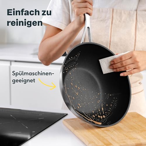 SILBERTHAL Wokpfanne 28 cm Antihaft Beschichtet für Induktion, 18/10 – Ansicht 6
