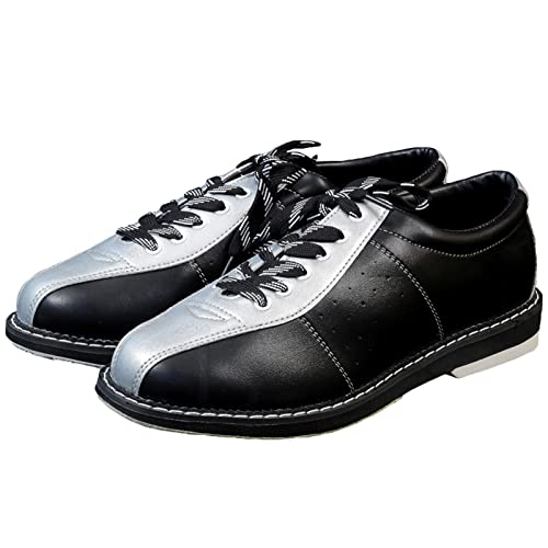 ZHENSI - ZHENSI Men's Bowling Shoes Anti-Slip Leather Bowling Shoes Unisex Buffer Breathable,Silver,10