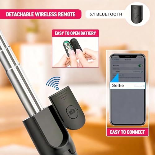 Image of SWAPKART 3-in-1 Extendable Selfie Stick Tripod with Wireless Bluetooth Remote & LED Light for Photoshoot, Make Up & Selfie 70cm, Compatible with Smartphones & GoPro