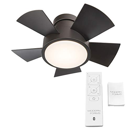 Image of Modern Forms Vox 26 in Smart Indoor and Outdoor Smart Flush Mount Ceiling Fan in Bronze with Remote Control 3500K