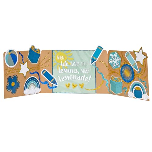 Image of Really Good Stuff - 163200BL Standard Privacy Shields for Student Desks - Set of 12 - Matte - Study Carrel Reduces Distractions - Keep Eyes from Wandering During Tests, Blue with School Supplies Pattern | Ages 4+, PreK+, Create a Distraction-Free Learning Environment, Glossy Finish, Desk Dividers for Students