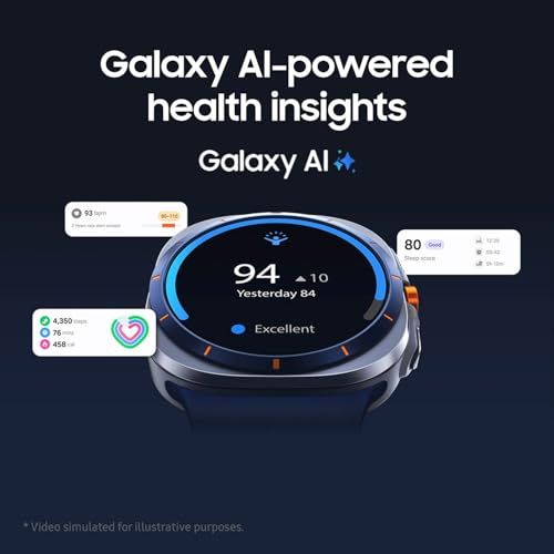 Image of Samsung Galaxy Watch Ultra Smartwatch - 2025 Version, 47mm, Titanium Blue, LTE (CAD Version & Warranty) - Durable Titanium Casing, Cushion Design, Quick Button, AI-Powered Health Monitoring
