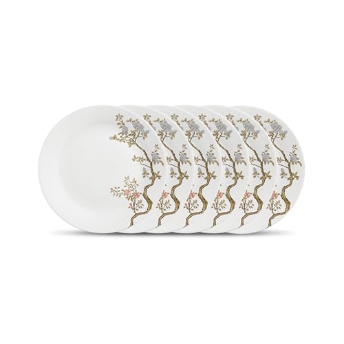 Image of La Opala Diva Pearl Collection Opal Glass Crockery | Full Plate Set of 6 | Zen Garden Design | for Dining & Gifting | Microwave Safe | 100% Vegetarian | Extra Strong | Super Light & White