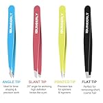 Eyebrows Tweezers Set, 4Pcs Stainless Steel Tweezers for Women with Travel Case, Great Precision for Ingrown Hair, Facial Hair and Splinter Removal - Image 3