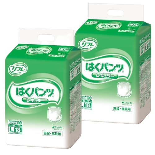 リフレ はくパンツ レギュラー Lサイズ 18枚入×2袋 合計36袋 紙おむつ 紙オムツ 紙パンツ 使い捨て 男女兼用 大人用 ギャザー