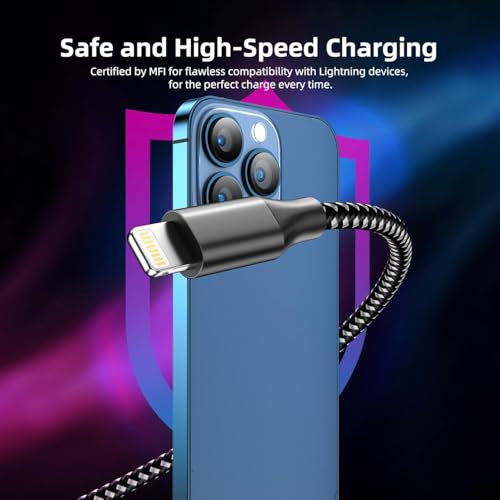 iPhone Charger Cord 10ft 3 Pack MFi Fast Charging Braided Lightning Cable - image 3
