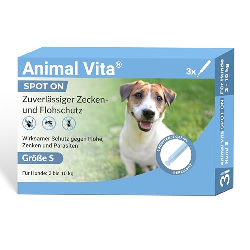 Animal Vita Spot On Zeckenschutz für Hunde [zuverlässiger Zeckenschutz] Zeckenmittel - Zeckenschutz - Spot On für kleine Hunde (2 bis 10kg)