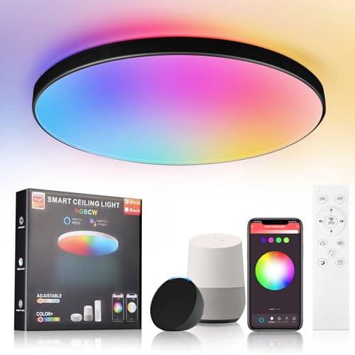 YICALE Lámpara de Techo Inteligente LED 24W RGB WiFi 32cm Negra
