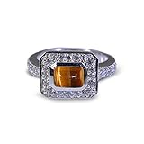 CaratYogi 925 Sterling Silber Tiger Eye Edelstone Verlobungsring Modeschmuck Geschenk Für Freund, Frau, Freundin, Teen Mädchen Größe 63