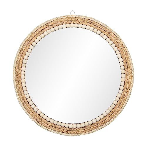 SWTHONY 18 Inch Boho Round Hanging Wall Mirror Decorative Rattan Circle Mirrors for Farmhouse, Living Room, Bedroom