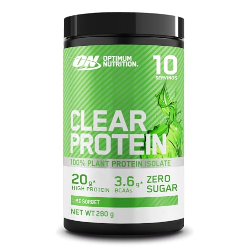 Optimum Nutrition Clear Protein 100% Pflanzliches Proteinisolat Pulver, Geschmack Limettensorbett, 280g, 10 Portionen