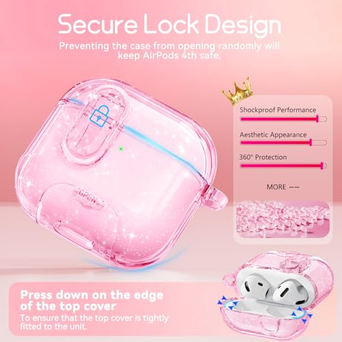 Image of for AirPods 4 Case 2024 with Safety Lock,Glitter Pink