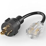 PLUGTUL NEMA L5-20P to NEMA 5-15/20R Adapter Cord 1 FT, Household Twist-Lock Converter Adapter, 20A Male to 15A Female Extension Cord, 12 Gauge, 125V 15A 1875W, SJTW, Black, ETL Listed