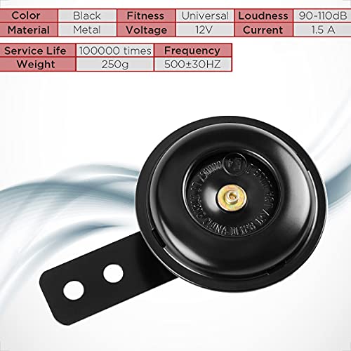 E-MARK E-getest volgens claxon 12V signaalhoorn voor motorvoertuig auto vrachtwagen bromfiets roller scooter ATV zwart gecoat metaal - Image 5