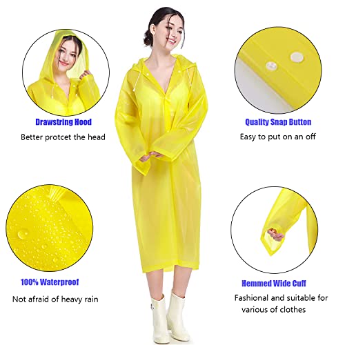 EVA Rain Ponchos for Adults, 2 Pack Reusable Raincoats with Hoods and Sleeves Lightweight Rain Jacket2