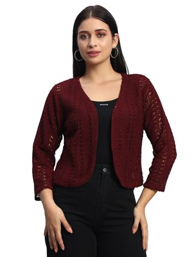 Image of NATURE CRAFT Cotton Shrug, Round neck Shrug, 3 /4 Sleeve Shrug, Shrug for Women, Shrug for Girls, Shrug, Women Shrug