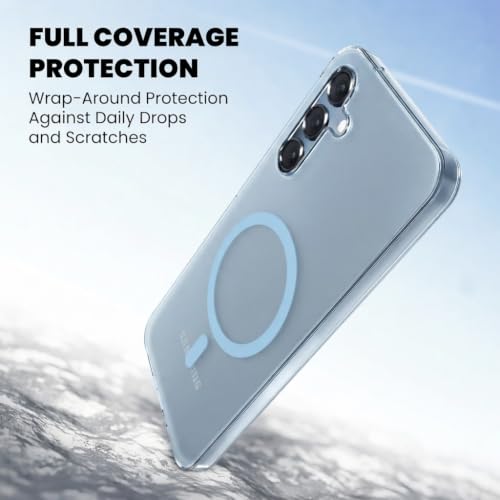 Image of DIZORO Matte Case for Samsung Galaxy M35 Compatible with MagSafe, Camera Lens Full Protection, Shockproof Translucent Frosted TPU Soft Phone Cover, Anti-Fingerprint-Sky