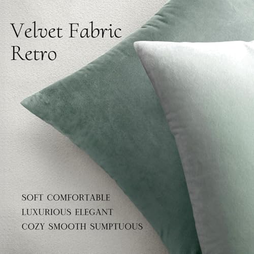 Image of MIULEE Velvet Throw Pillow Covers 18x18 Inch, Pack of 2 - Blue Grey, Soft Solid Decorative Pillow Covers Cushion Cases Modern Luxury Home Decor for Spring Couch Sofa Bedroom Livingroom