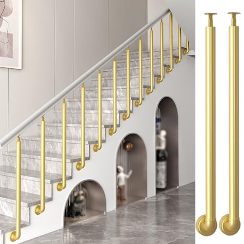 ステンレス鋼T型溝ボルト 鉄製手すりスピンドル 2〜10個パック 調節可能 屋内/屋外階段 65〜105cm ネジ付き(2 Pack,Height-100cm/39.4in)