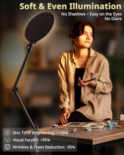 Image of UBeesize 10 inch Key Light for Streaming, Desk Ring Light with Adjustable Arm, Zoom Lighting for Home Office, Gaming, Podcast, Video Calls, and Recording (Pack of 10)