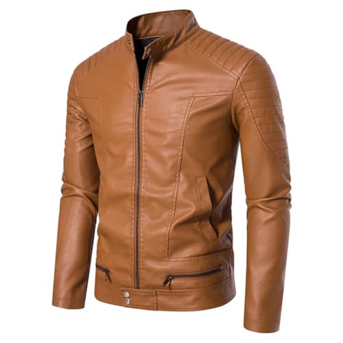 Men's Winter Leather Slim Jacket Long Sleeve Single Breasted Solid Jackets2