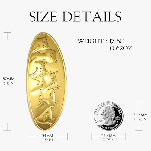 Pinza para cabello con diseño de gato pequeño en metal dorado miniatura 5