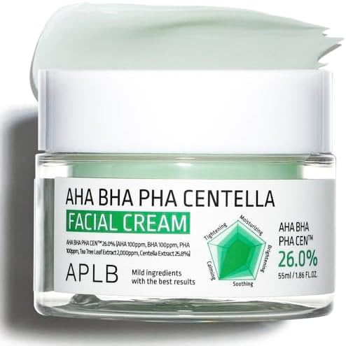APLB AHA BHA PHA Centella Facial Cream | AHA BHA PHA CEN™ 26.0% 1.86 FL.OZ/Korean Skincare, Exfoliant, Deep hydration, Revitalize for gentle and improve skin texture