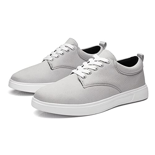Men Casual Shoes Fashionable and Simple Solid Color Thick Bottomed Flat Bottomed Comfortable Canvas Dress Down Shoes Men (Grey, 10) 5